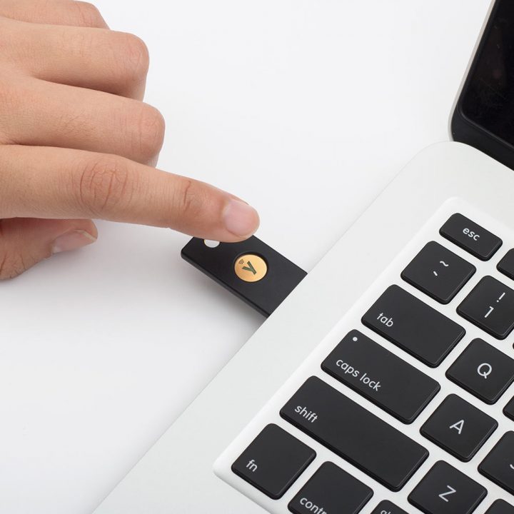 YubiKey 5 NFC with laptop