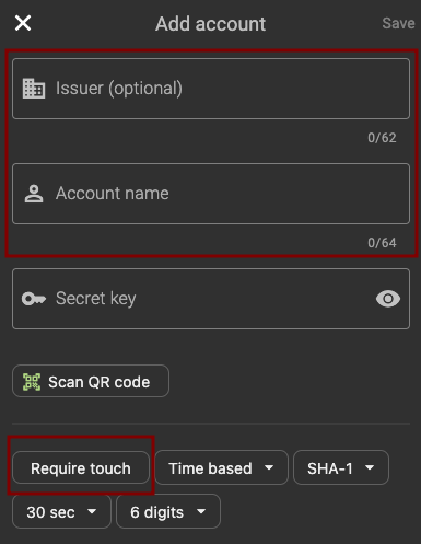 Configuring the Yubico Authenticator Form